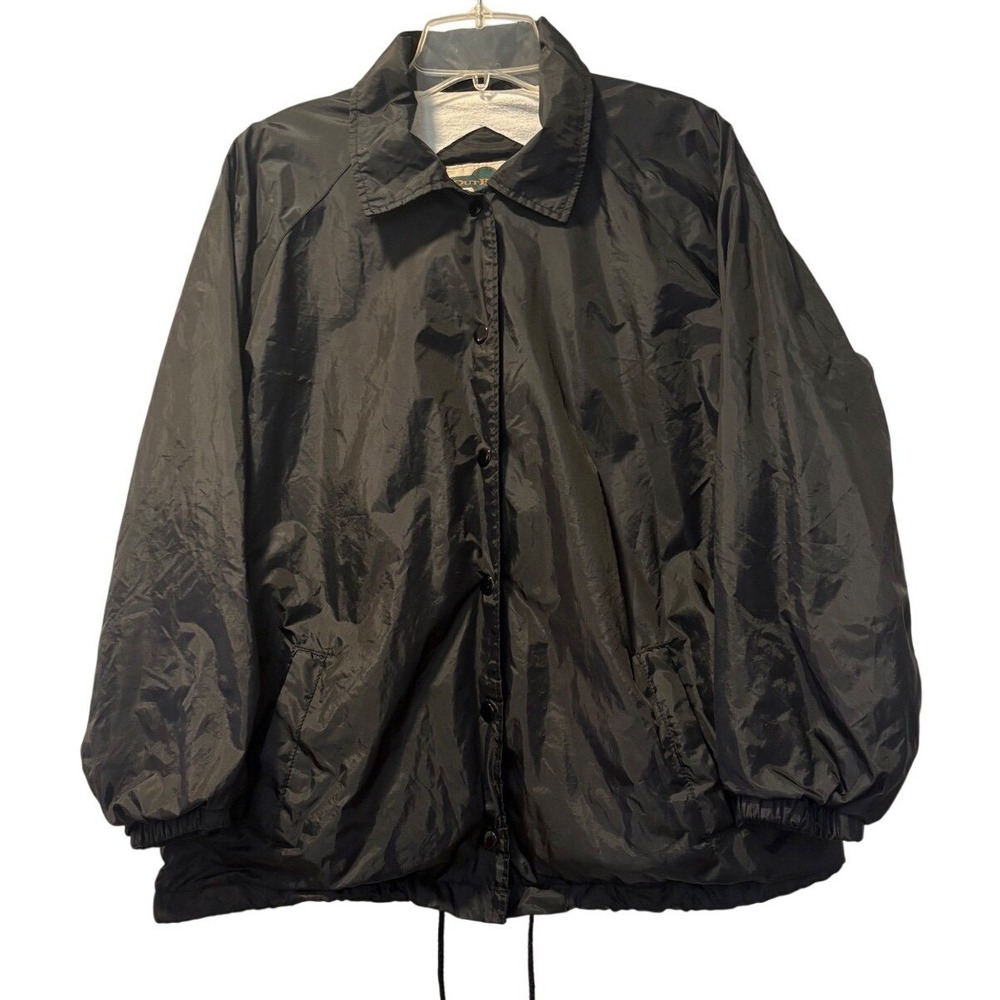 Vintage Outbrook Black Nylon Windbreaker Coach Jacket Cotton Lined Large